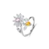 Elegant Lady Simple Style Flower Copper Zircon Open Rings In Bulk