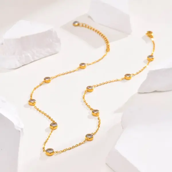 PVD Coated Real Gold Plated Solid Color 304 Stainless Steel Sweet Waterproof Non Tarnish 304 Stainless Steel Necklace