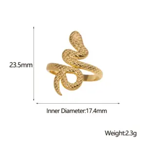 Wholesale Retro Snake Stainless Steel Open Ring 1 Piece