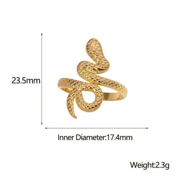 Wholesale Retro Snake Stainless Steel Open Ring 1 Piece
