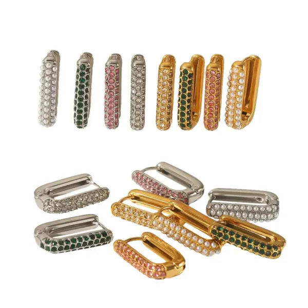 PVD Coated Real Gold Plated 18K Gold Square Rectangle 304 Stainless Steel Vintage Style Waterproof Non Tarnish Ear Studs