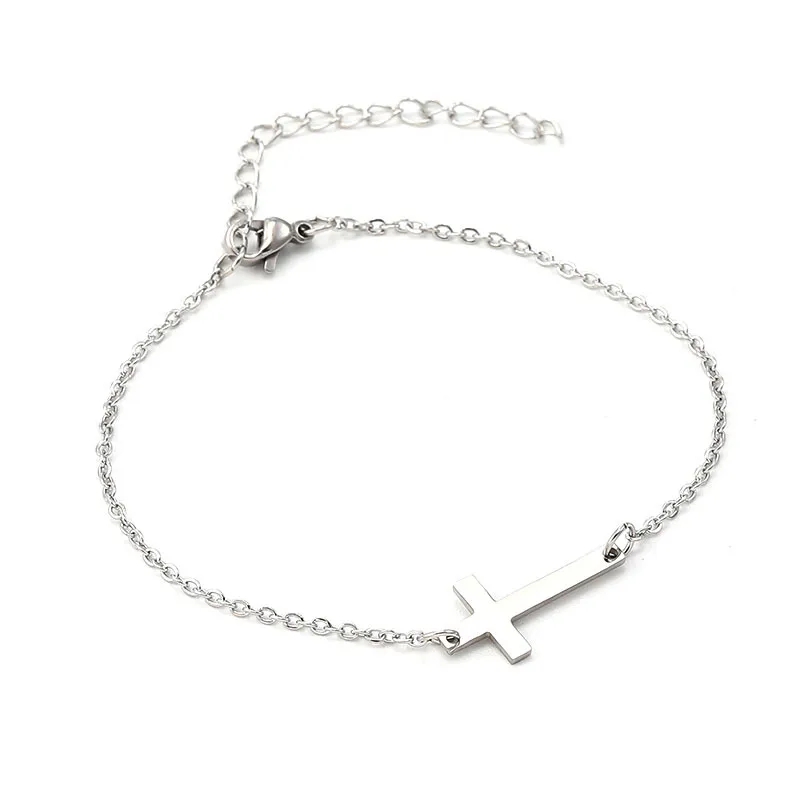 Wholesale Fashion Cross Stainless Steel Plating Bracelets Necklace 1 Piece