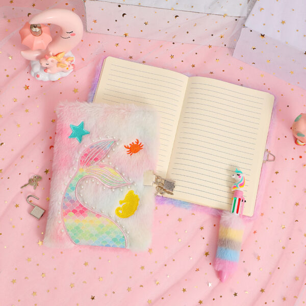 Wholesale Tail plush notebook with lock diary