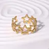 PVD Coated Real Gold Plated 18K Gold Star 304 Stainless Steel Elegant Simple Style Streetwear Waterproof Non Tarnish Open Rings