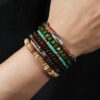 Wholesale Wooden bead alloy multi-layer elastic bracelet