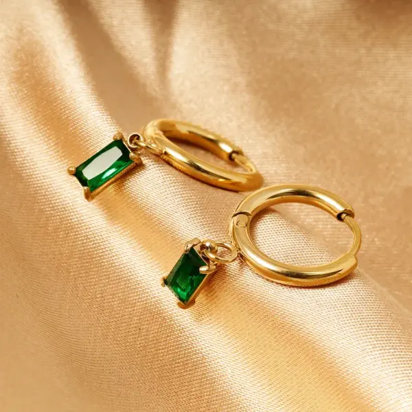 Wholesale Real Gold Plated Geometric 316L Stainless Steel Retro Waterproof Non Tarnish Surgical Steel Dangling Earrings