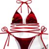 Wholesale European and American Popular Split Swimsuit for Women Cross-Border Velvet Swimsuit Sexy Amazon Strappy Bikini Bikini