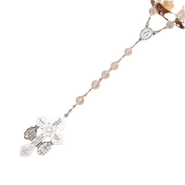 Wholesale 8mm matte glass beads cross rosary necklace