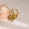 Wholesale PVD Coated Real Gold Plated Round 304 Stainless Steel Simple Style Classic Style Waterproof Non Tarnish Earrings