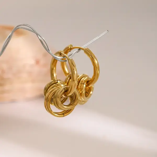 Wholesale PVD Coated Real Gold Plated Round 304 Stainless Steel Simple Style Classic Style Waterproof Non Tarnish Earrings