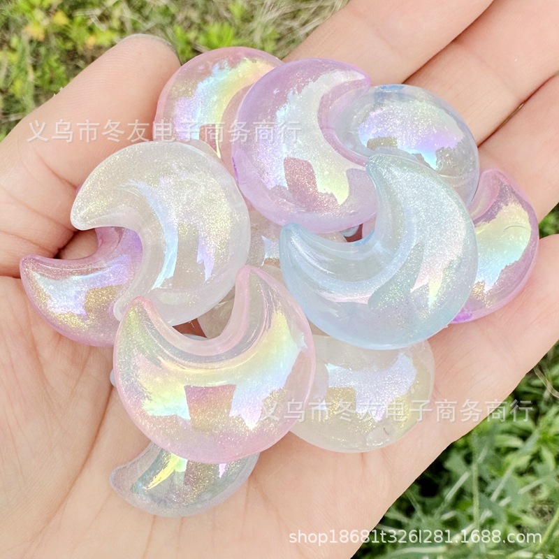 Wholesale Tiny glow-in-the-dark crescent moon beads with holes