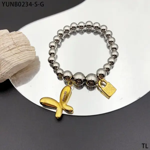 Wholesale 304 Stainless Steel Solid Color PVD Coated Stone-Free Real Gold Plated Simple Style Waterproof Non Tarnish Plating Chain Ball Chain Gold Bracelets