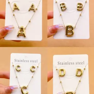 304 Stainless Steel Letter PVD Coated Golden Plated Elegant Hip-Hop Simple Style Gold Jewelry Set
