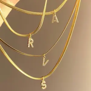 Wholesale Elegant Solid Color Titanium Steel Inlay Zircon Necklace