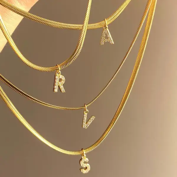 Wholesale Elegant Solid Color Titanium Steel Inlay Zircon Necklace