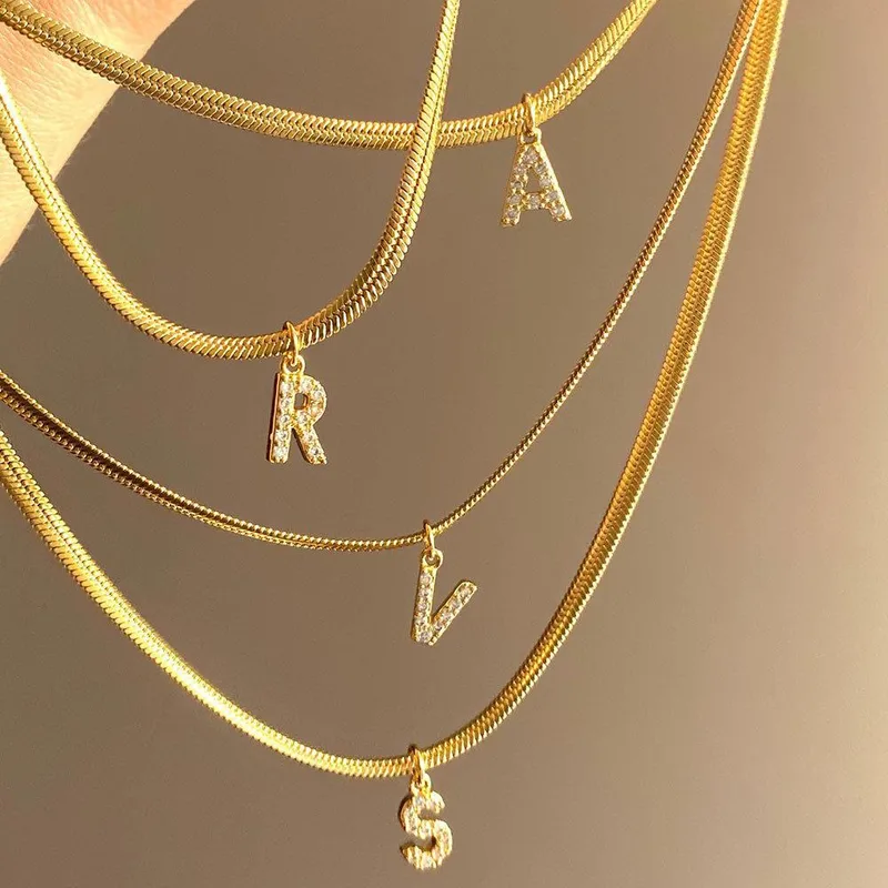 Wholesale Elegant Solid Color Titanium Steel Inlay Zircon Necklace