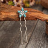 Wholesale Retro style flower-shaped alloy hairpin inlaid with turquoise