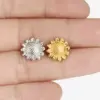 Wholesale PVD Coated Real Gold Plated Sunflower 304 Stainless Steel Simple Style IG Style Waterproof Non Tarnish Ear Studs