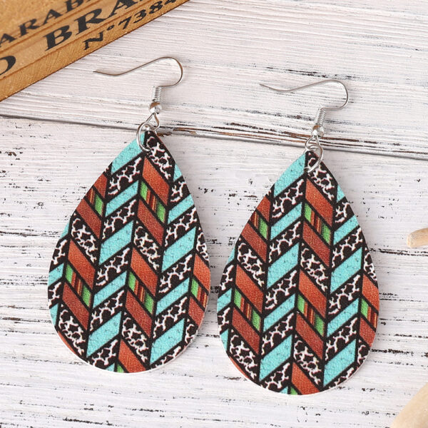 Wholesale Western style cow and leopard print teardrop double-sided earrings