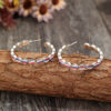 Wholesale C-shaped acrylic blue, white, and red striped alloy vintage earrings