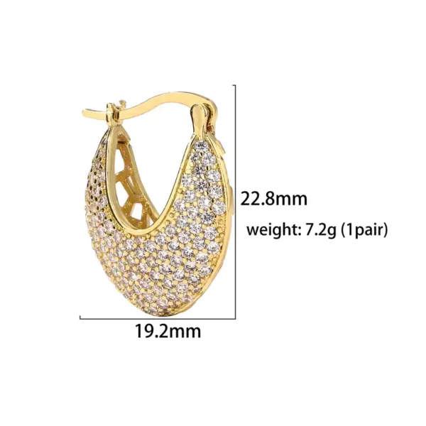 Wholesale 1 Pair Elegant Luxurious Shiny V Shape Plating Hollow Out Inlay Copper Zircon 18k Gold Plated Earrings