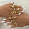 Wholesale 304 Stainless Steel 18K Gold Plated Women Stainless Steel Zircon Geometric Open Ring Women Jewelry Accessories Holiday Gifts