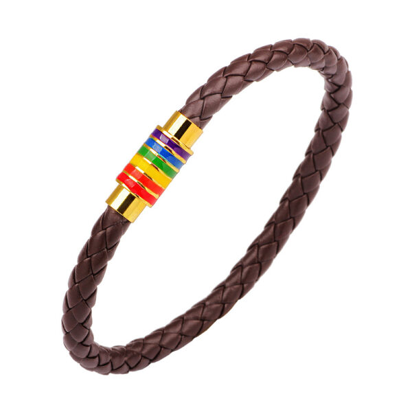 Wholesale Rainbow Element Braided Leather Bracelet