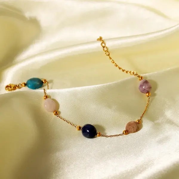 Wholesale PVD Coated Real Gold Plated 18K Multicolor 201 Stainless Steel Natural Stone Hawaiian Sweet Waterproof Non Tarnish 304 Bracelets