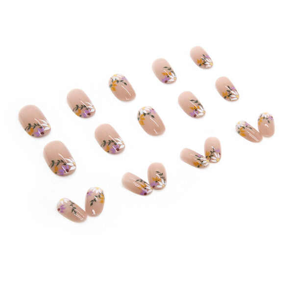 Wholesale Fresh and elegant small flower round head manicure tablets wear nail products wholesale foreign trade cross-border nail 24 boxed nails