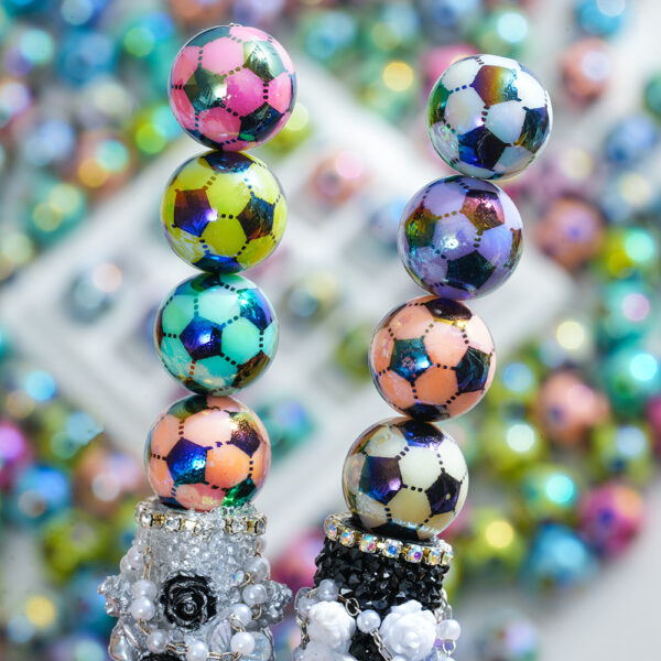 Wholesale 10pcs Football Colorful Mixed Shaped Perforated Beads