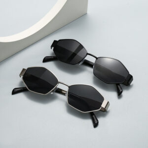 Wholesale Cross-Border New Diamond-Shaped Glasses Arc De Triomphe Fashion Internet Celebrity Sunglasses Metal Small Frame Polygonal Sunglasses