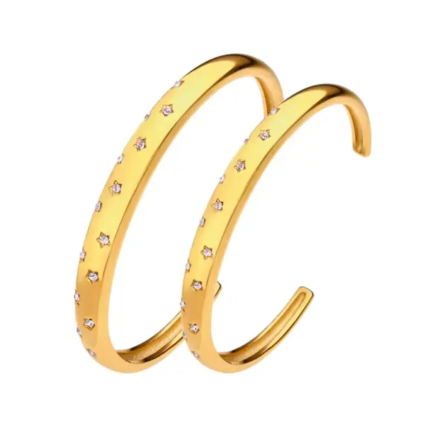 Wholesale Vacuum Plating Real Gold Plated 18K Gold C Shape 304 Stainless Steel Fashion Waterproof Non Tarnish Bangle