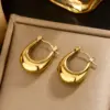 Wholesale Ion Plating (IP) 18K Gold Plated U Shape Double Ring Circle 304 Stainless Steel Vintage Style Waterproof Non Tarnish Earrings