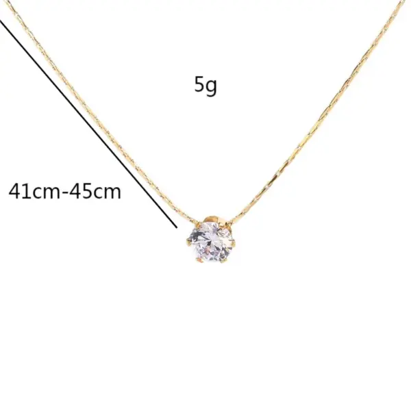 Wholesale Jewelry Elegant Wedding Simple Style Geometric Titanium Steel Zircon Inlay Pendant Necklace