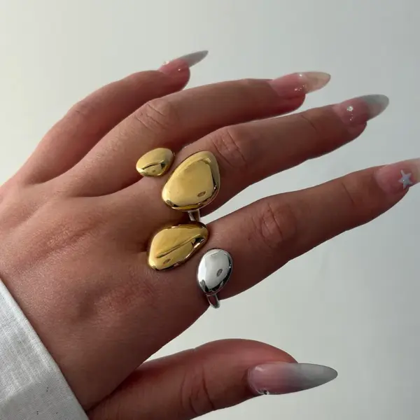 Wholesale PVD Coated Real Gold Plated 18K Gold Irregular Geometric 304 Stainless Steel Casual Elegant Simple Style Waterproof Non Tarnish Open Rings