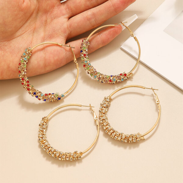 Wholesale New Colorful Diamond Earrings, Retro Large Earrings, New Trendy Design Earrings for Women