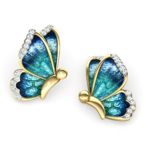 Wholesale Yansheng Jewelry European and American Hot Selling Fashion Butterfly Alloy Oil Dropping Earrings with Diamond Painting Oil with Diamond Insect Earrings