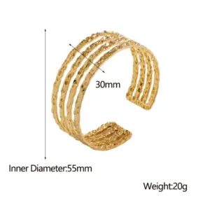 Fashion C Shape 304 Stainless Steel 18K Gold Plated Stainless Steel Bracelets In Bulk