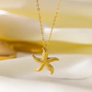 Qyh53 Starfish Necklace / Gold