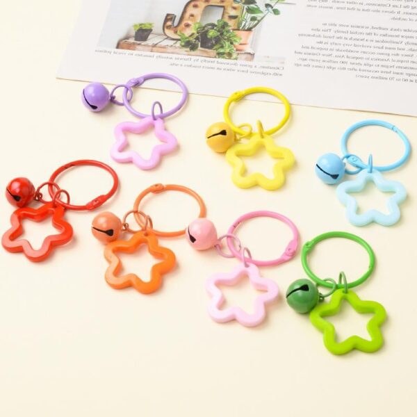 Wholesale Colorful five-pointed star acrylic keychain pendant dopamine earphone case ornaments small fresh couple bag decoration