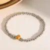 Wholesale 304 Stainless Steel Vacuum Plating (In Furnace) Plated 18K Real Gold Imitation Pearl Heart Shape No Inlay Material Luxury Classic Bracelet