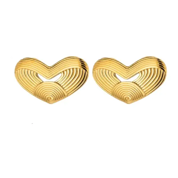 Wholesale PVD Coated Real Gold Plated Water Droplets Heart Shape 304 Stainless Steel Vacation Classic Style Waterproof Non Tarnish Ear Studs