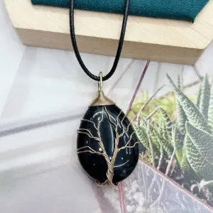 Obsidian Gold / Lucky Tree Water Drop (Light Pendant) 11.5G