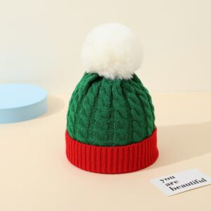 Cable Christmas hat red and green contrasting colors