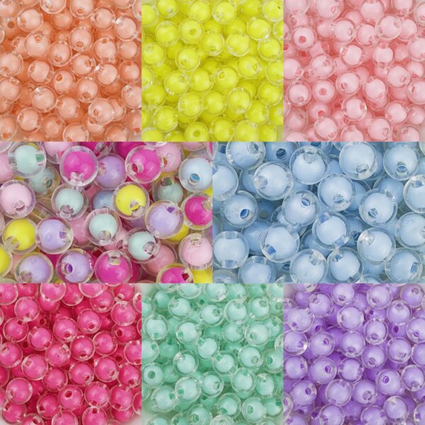 Wholesale 8mm10mm Transparent Bead Bead Straight Hole Color Bead Bulk Beaded Bracelet Handmade Material DIY Jewelry Accessories