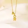 304 Stainless Steel Human Heart Shape Lock PVD Coated 18K Gold Plated Elegant Wedding Vacation O-shaped Chain Lobster Trigger Clasp Closure Gold Pendant Necklace