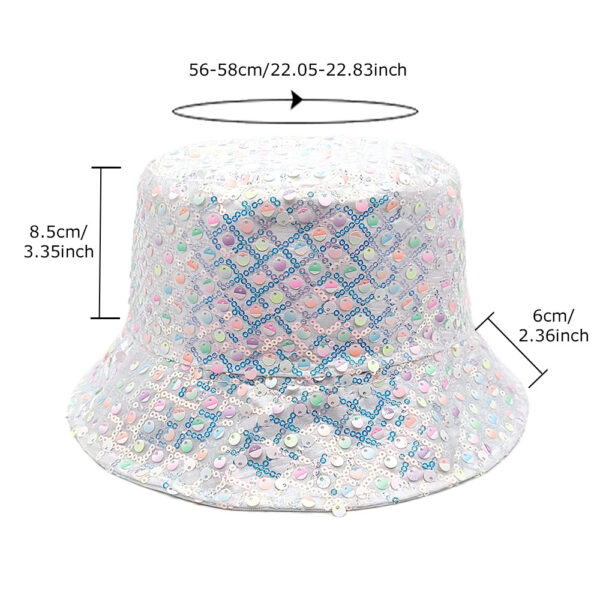 Wholesale Fisherman Hat Women's Face Shown Spring and Summer Korean Fashion Sunshade Sequin Small Basin Hat Rhombic Bucket Hat Double-Sided Cross-Border