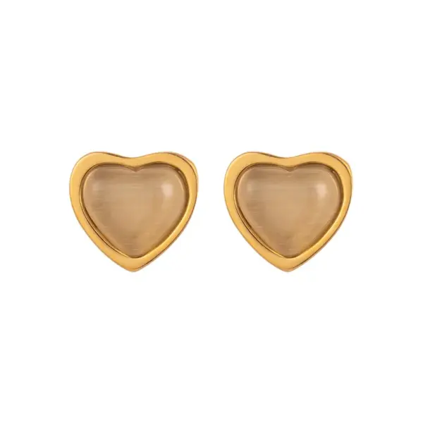 Wholesale PVD Coated Real Gold Plated 18K Gold Heart Shape 304 Stainless Steel Simple Style Classic Style Waterproof Non Tarnish Jewelry Set