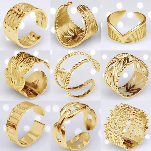 Wholesale Retro Solid Color Titanium Steel Plating Open Ring 1 Piece