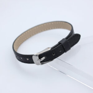 8mm Imitation Leather Wristband-Black (Square Steel Buckle) / 8mm Imitation Leather Wristband